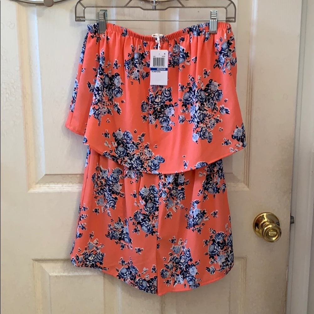 Ultra Flirt Strapless Coral Romper